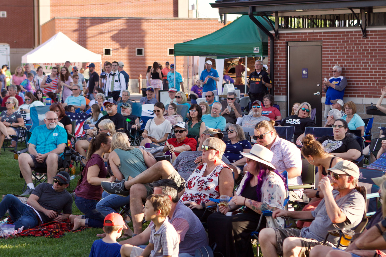 A large crowd gathered Friday for the Crawfordsville Main Street's First Friday event featuring The Tony Bryant Project Band. The next First Friday is July 1st and will have the Micheal Kelsey Band performing. Food trucks and kid zone area is also available.